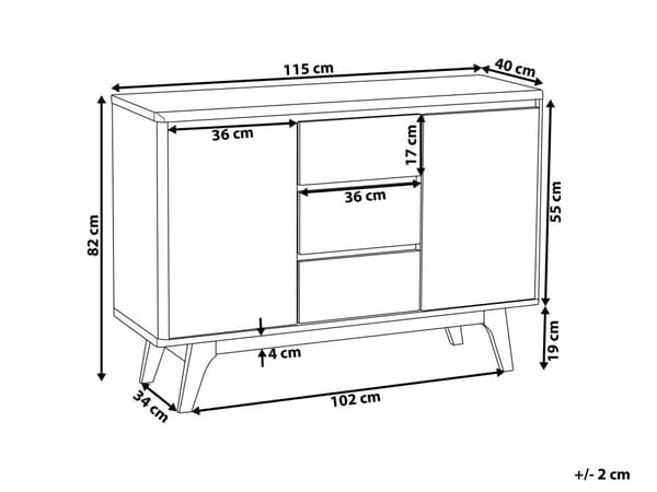 Hvid Kommode Mørkt Træ 82 x 115 cm 3 Skuffer Moderne Skabe