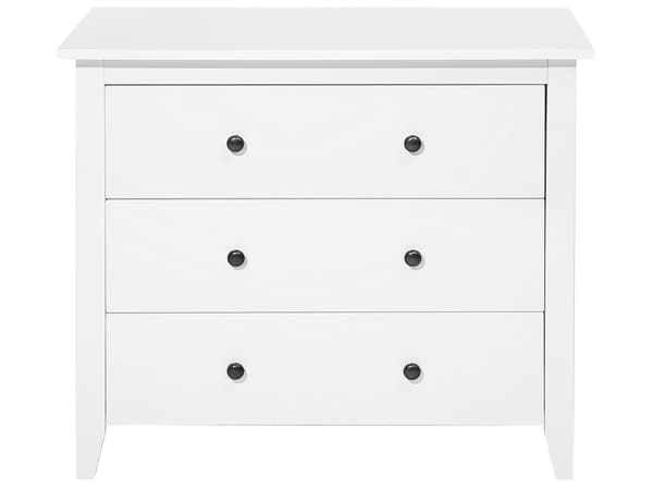 Hvid kommode 80 x 96 cm sorte greb klassisk stil