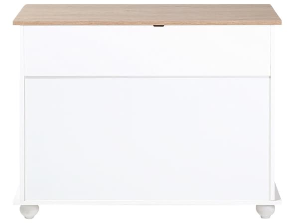 Kommode Hvid og Lyst Træ 79 x 100 cm Opbevaring med Skuffer Klassisk Traditionel Skandinavisk stil til Stue Soveværelse Indretning