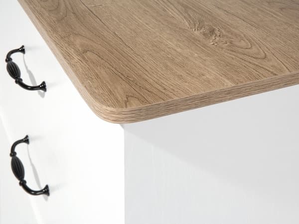 Kommode Hvid og Lyst Træ 79 x 100 cm Opbevaring med Skuffer Klassisk Traditionel Skandinavisk stil til Stue Soveværelse Indretning