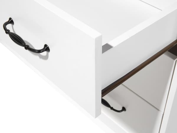 Kommode Hvid og Lyst Træ 79 x 100 cm Opbevaring med Skuffer Klassisk Traditionel Skandinavisk stil til Stue Soveværelse Indretning