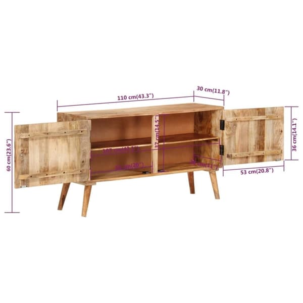 vidaXL skænk i massivt mangotræ 110 x 30 x 60 cm