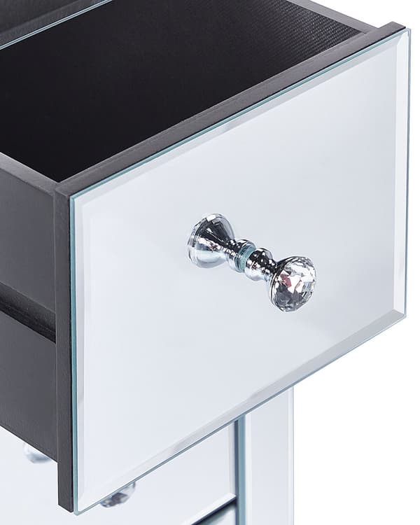 Byrålådor Silver Speglat Glas 3 Lådor Nattduksbord 60 x 30 x 30 cm Modern Glam Design