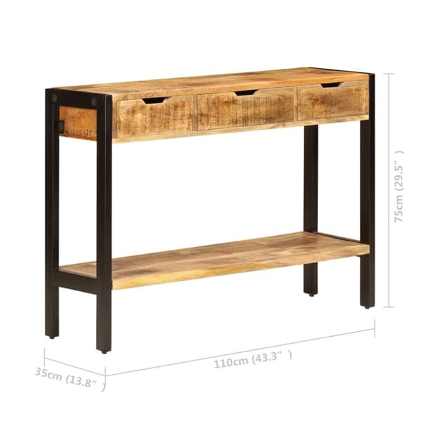 vidaXL Skjenk med 3 skuffer 110x35x75 cm heltre mango