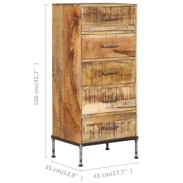 vidaXL Byrå 45x35x106 cm massivt mangoträ