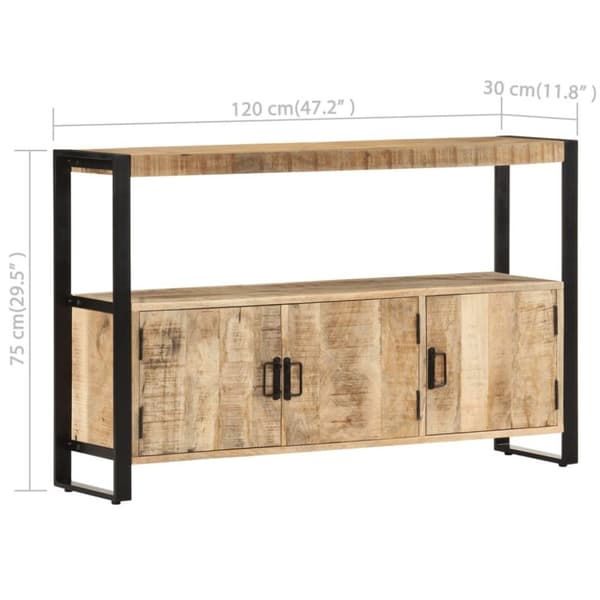 vidaXL sideskab 120 x 30 x 75 cm massivt mangotræ