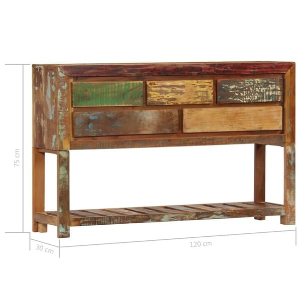 vidaXL skænk 120x30x75 cm massivt genbrugstræ