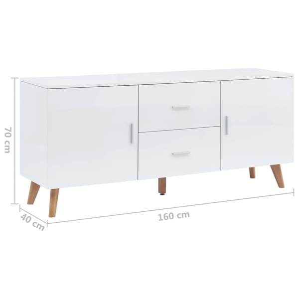 vidaXL Skjenk hvit 160x40x70 cm MDF