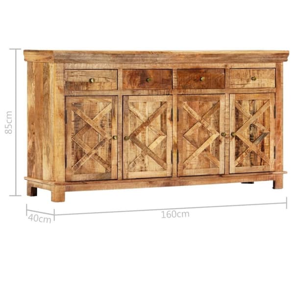 vidaXL Skänk med 4 lådor 160x40x85 cm massivt mangoträ