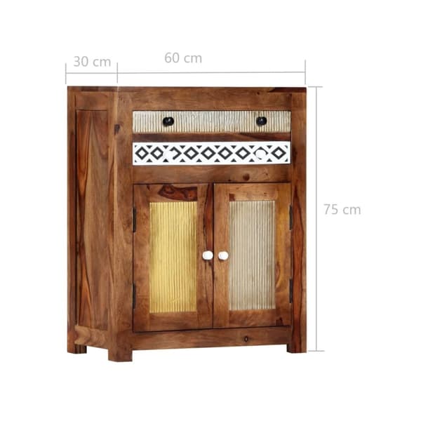 vidaXL sideskab 60x30x75 cm massivt sheeshamtræ