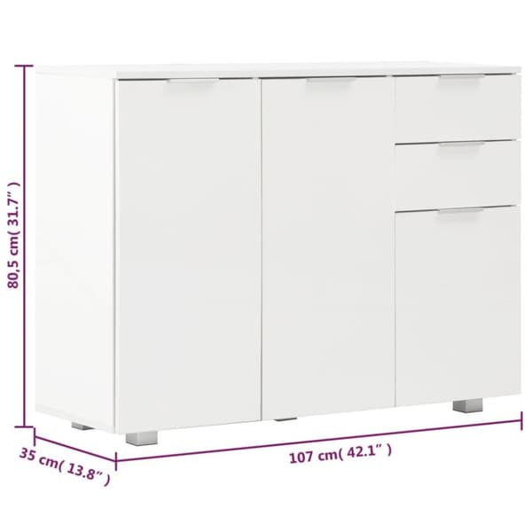 vidaXL skænk 107x35x80,5 cm hvid højglans