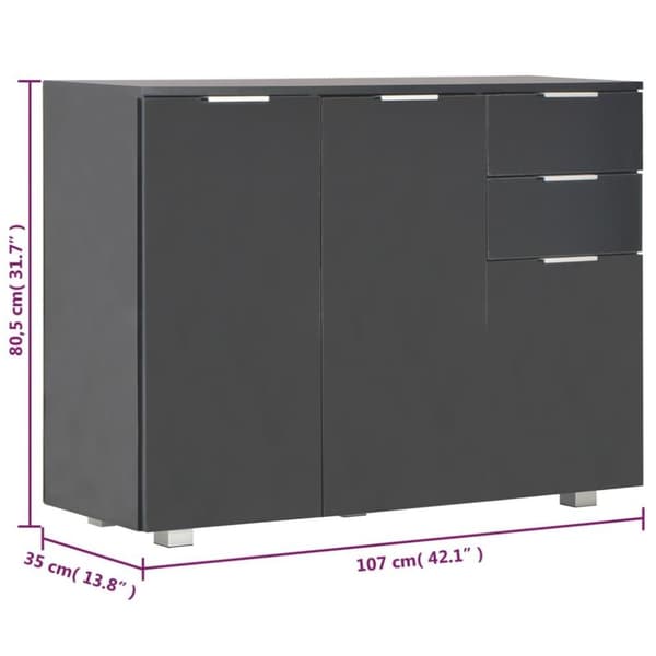 vidaXL skænk 107x35x80,5 cm sort højglans