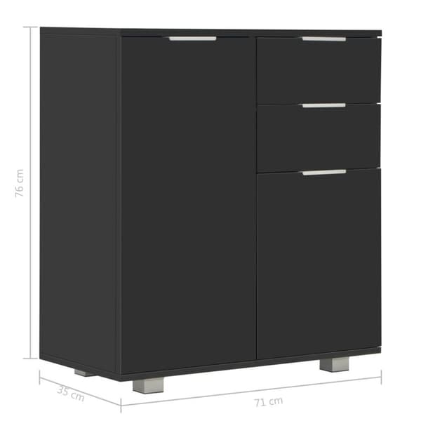 vidaXL Skjenk høyglans svart 71x35x80 cm sponplate