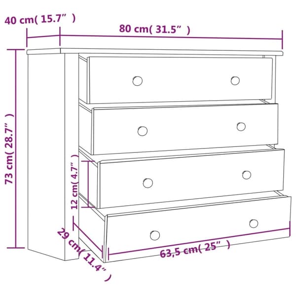 vidaXL Sideskap 80x40x73 cm furu Panama Range