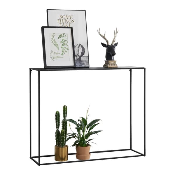 [en.casa]® Sidobord-avlastningsbord-92x115x32cm-metall-reptålig-svart