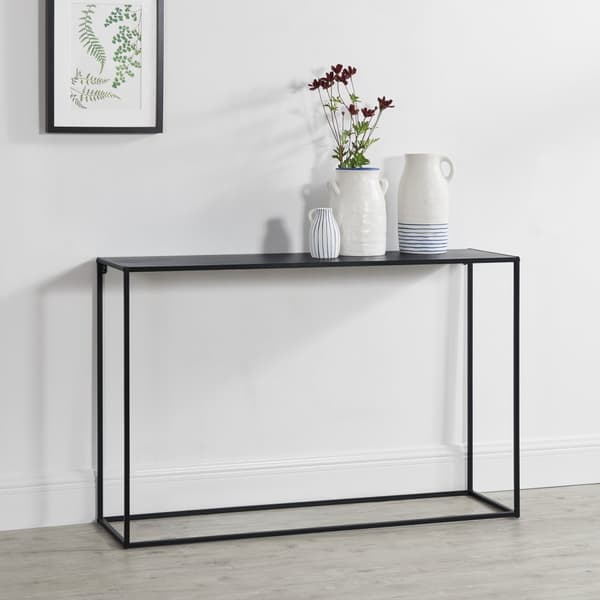 [en.casa]® Sidobord-avlastningsbord-74x115x32cm-metall-reptålig-svart