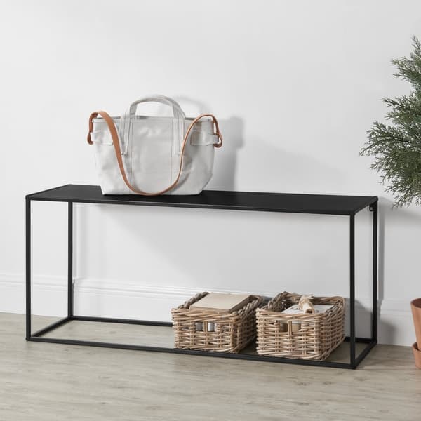 [en.casa]® Sidobord-avlastningsbord-50x115x32cm-metall-reptålig-svart
