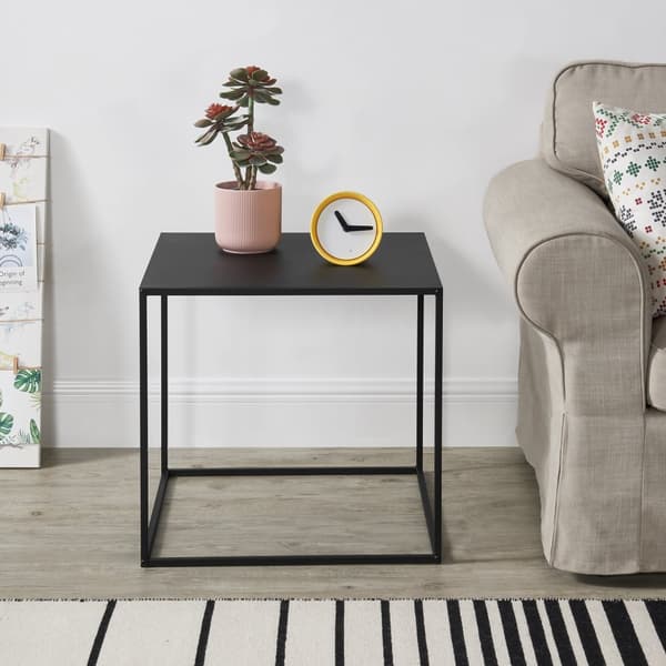 [en.casa]® Sidebord - aflastningsbord - 50x55x55cm - metal - ridsefast - sort