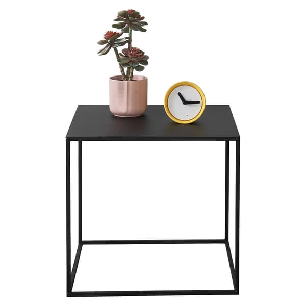 [en.casa]® Sidebord - aflastningsbord - 50x55x55cm - metal - ridsefast - sort