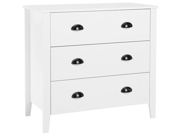 3-lådor Sidobord Vit Byrålådor Sovrum Vardagsrum Modern Retro
