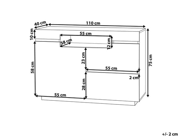 Senkki valkoinen vaalea puu MDF-levy 110 x 40 x 75 cm kaapilla hyllyillä laatikoilla skandinaavinen tyyli