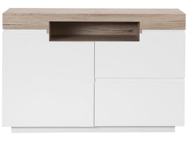 Senkki valkoinen vaalea puu MDF-levy 110 x 40 x 75 cm kaapilla hyllyillä laatikoilla skandinaavinen tyyli