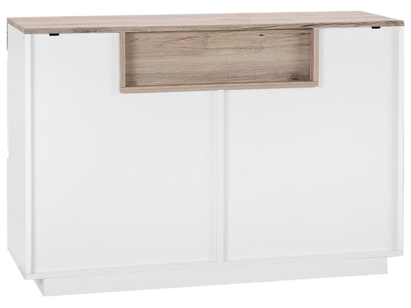 Senkki valkoinen vaalea puu MDF-levy 110 x 40 x 75 cm kaapilla hyllyillä laatikoilla skandinaavinen tyyli