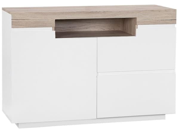 Senkki valkoinen vaalea puu MDF-levy 110 x 40 x 75 cm kaapilla hyllyillä laatikoilla skandinaavinen tyyli