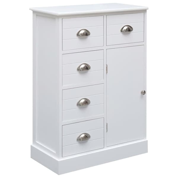 vidaXL Skänk med 10 lådor vit 113x30x79 cm trä
