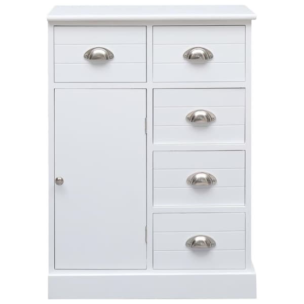 vidaXL Skänk med 10 lådor vit 113x30x79 cm trä
