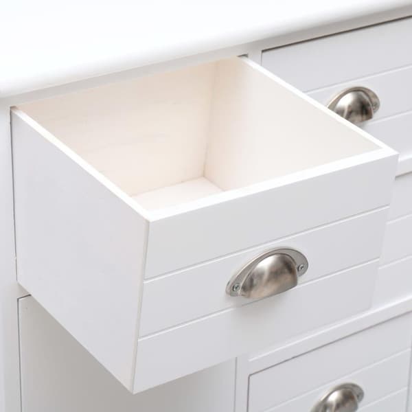 vidaXL Skänk med 10 lådor vit 113x30x79 cm trä