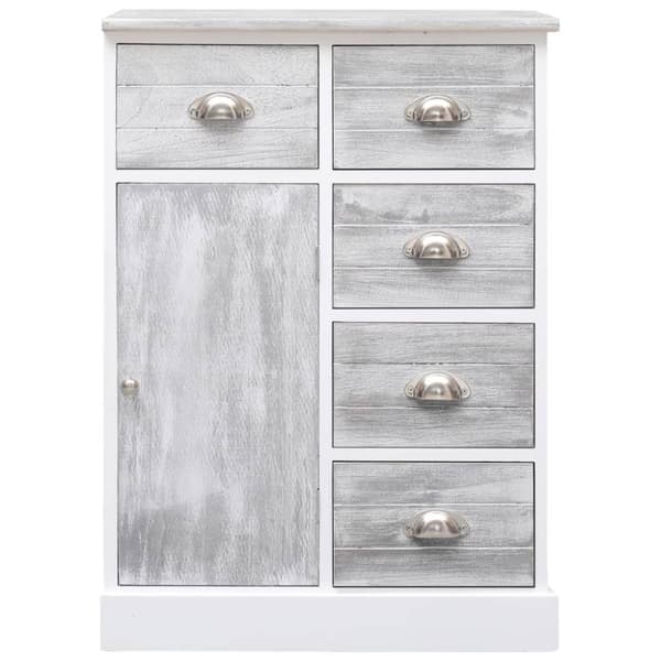 vidaXL Skänk med 10 lådor grå 113x30x79 cm trä