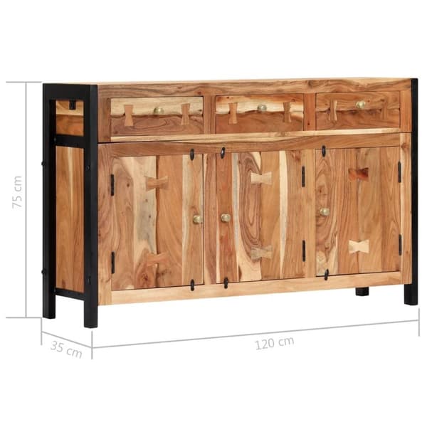 vidaXL skænk 120x35x75 cm massivt akacietræ