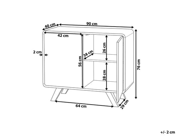 Skænk Lys Træfiner og Hvid 76 x 90 x 40 cm med Fyrretræsben 2 Låger