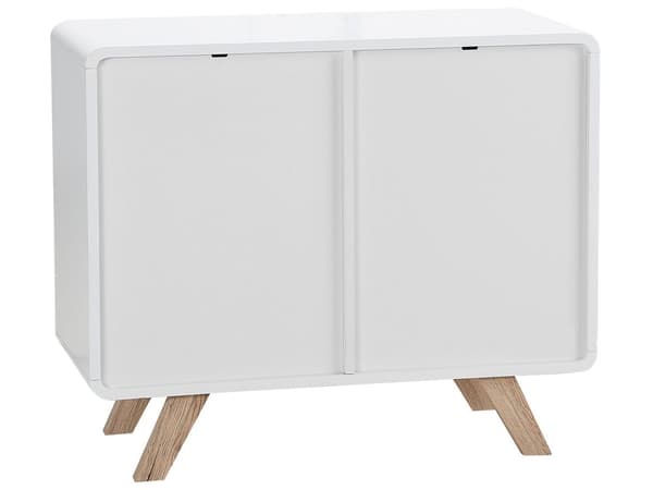 Skænk Lys Træfiner og Hvid 76 x 90 x 40 cm med Fyrretræsben 2 Låger