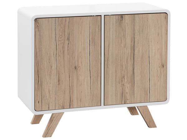 Skænk Lys Træfiner og Hvid 76 x 90 x 40 cm med Fyrretræsben 2 Låger
