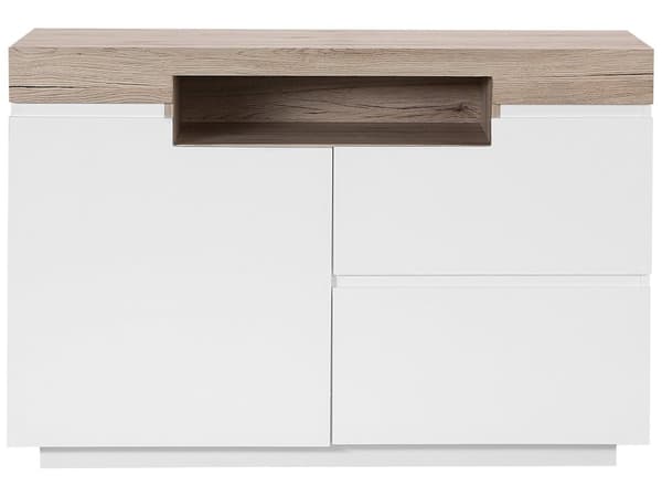 Skænk Hvid og Lys Træfiner 75 x 110 x 40 cm med Skab og 2 Skuffer