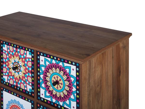 Senkki monivärinen MDF lastulevy 79 x 40 x 92 cm laatikoilla kuvioitu itämainen boho tyyli