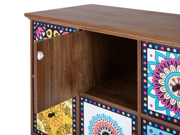 Senkki monivärinen MDF lastulevy 79 x 40 x 92 cm laatikoilla kuvioitu itämainen boho tyyli