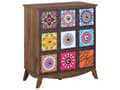Pikkukuva 1 / 11: Senkki monivärinen MDF lastulevy 79 x 40 x 92 cm laatikoilla kuvioitu itämainen boho tyyli