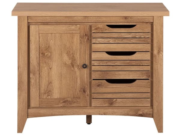 Kommode Lyst Træ MDF Spånplade 80 x 99 x43 cm 1 Låge og 3 Skuffer Udnyttes som TV Bord og Opbevaringsplads Retro Stil af Høj Kvalitet