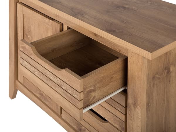 Kommode Lyst Træ MDF Spånplade 80 x 99 x43 cm 1 Låge og 3 Skuffer Udnyttes som TV Bord og Opbevaringsplads Retro Stil af Høj Kvalitet
