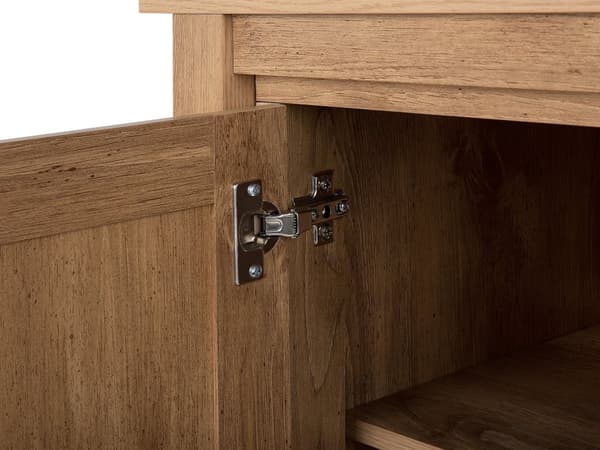 Kommode Lyst Træ MDF Spånplade 80 x 99 x43 cm 1 Låge og 3 Skuffer Udnyttes som TV Bord og Opbevaringsplads Retro Stil af Høj Kvalitet