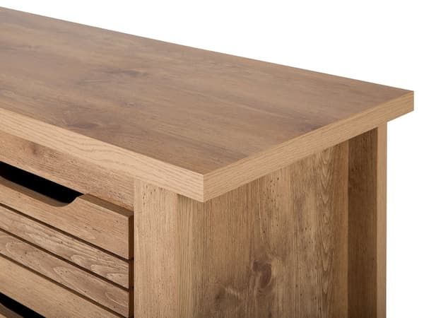 Kommode Lyst Træ MDF Spånplade 80 x 99 x43 cm 1 Låge og 3 Skuffer Udnyttes som TV Bord og Opbevaringsplads Retro Stil af Høj Kvalitet