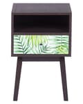 Miniatyrbild 4 av 8: Nattduksbord Mörk trä med Blommigt Mönster 1 Låda Tillverkat Trä Modern Design