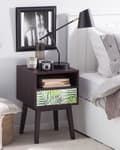 Miniatyrbild 2 av 8: Nattduksbord Mörk trä med Blommigt Mönster 1 Låda Tillverkat Trä Modern Design