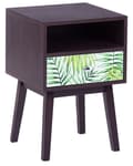 Miniatyrbild 1 av 8: Nattduksbord Mörk trä med Blommigt Mönster 1 Låda Tillverkat Trä Modern Design