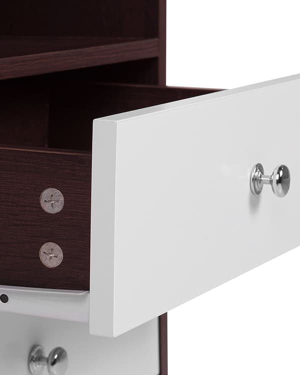 Nattduksbord Mörk trä med Vit 2 Lådor Tillverkat Trä Modern Design