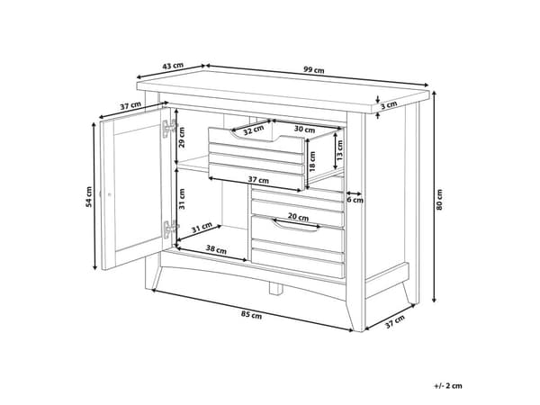 Senkki vaalea puu MDF lastulevy 99 x 43 x 80 cm laatikoilla kaapilla hyllyillä rustiikkinen tyyli
