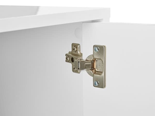 Kommode Hvid Blank MDF med Sort Mat og Guld Metalben 120 x 40 x 82 cm 2 Låger Opbevaring Moderne Stil Minimalistisk Indgraveret Mønster Dekor